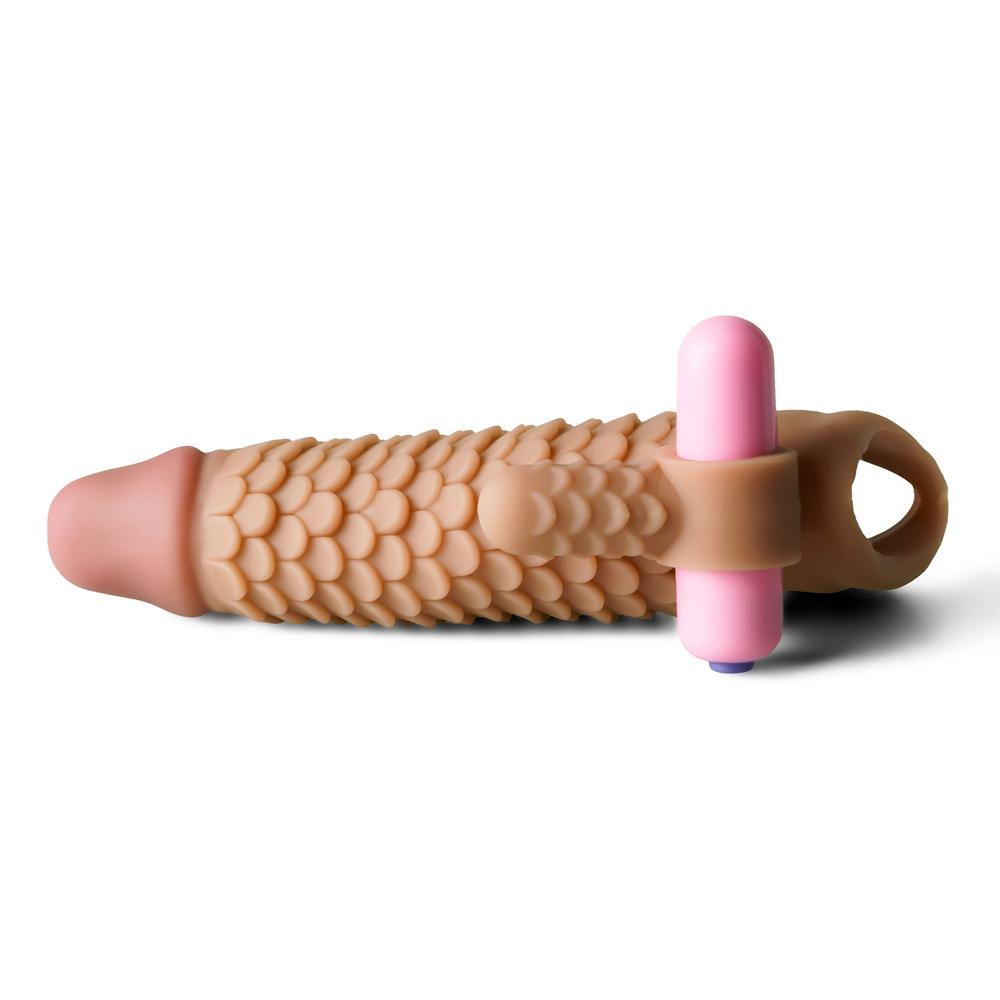 Brown Vibrating Penis Sleeve II - Single-Speed, TPE, 6.70