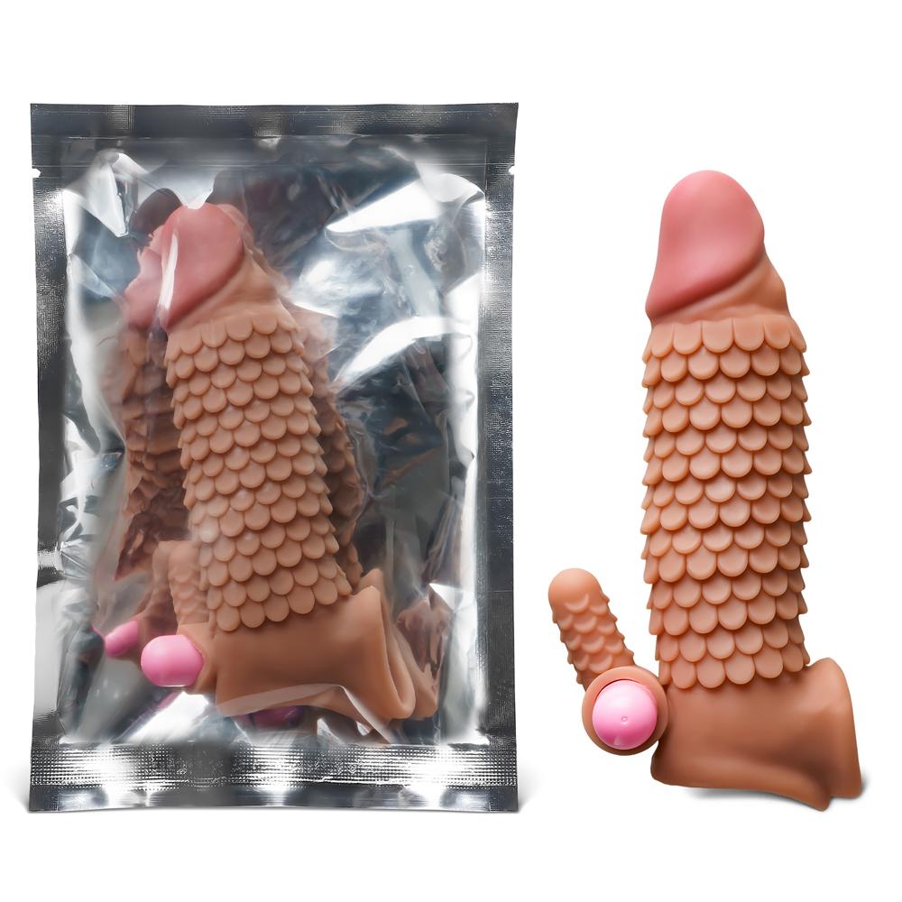 Brown Vibrating Penis Sleeve II - Single-Speed, TPE, 6.70