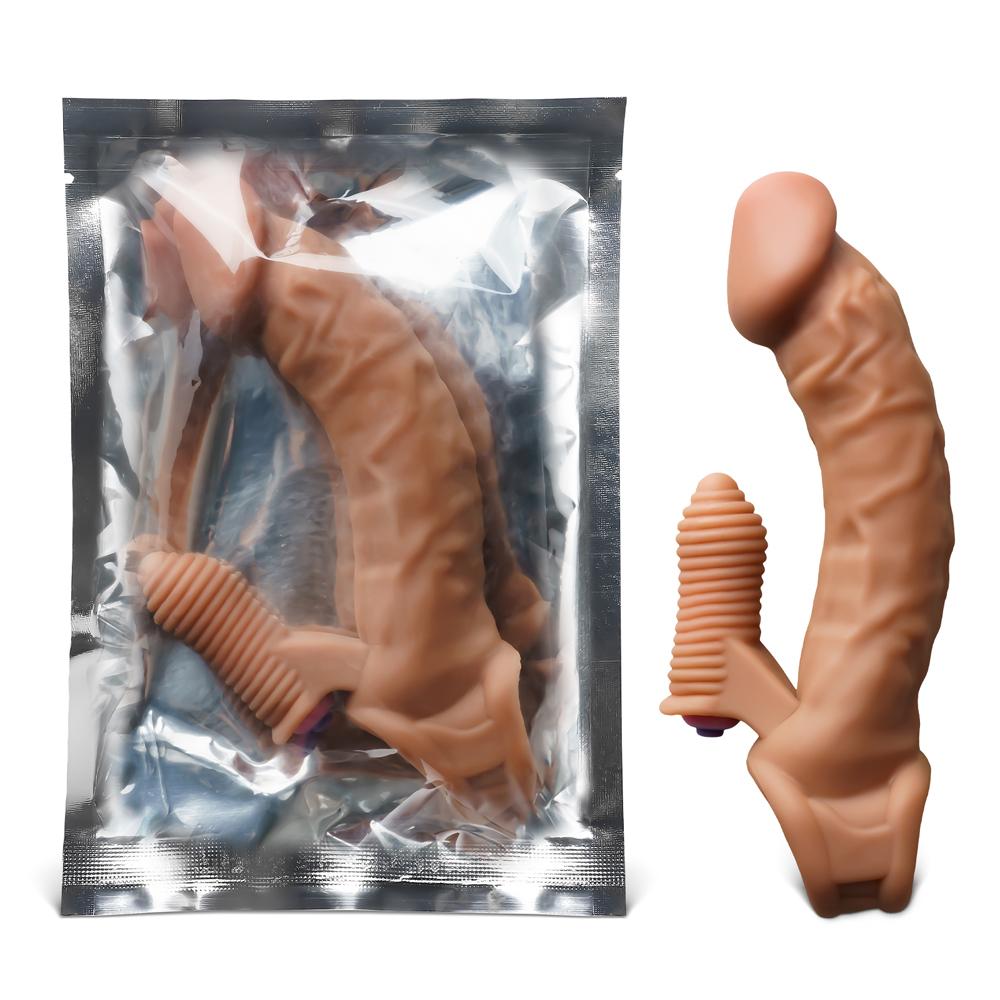 Brown Vibrating Penis Sleeve IV - Single-Speed, TPE, 7.88