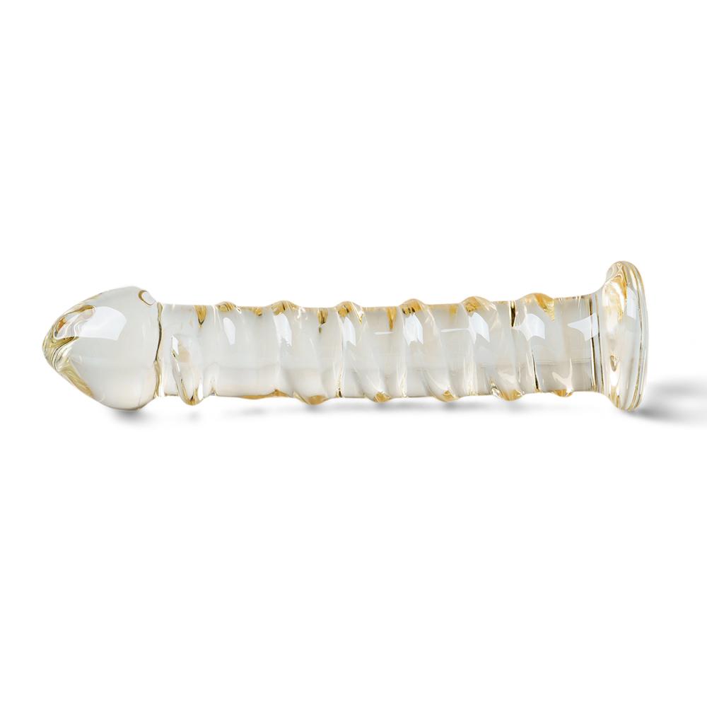 Clear Color Textured Glass Dildo - YT047