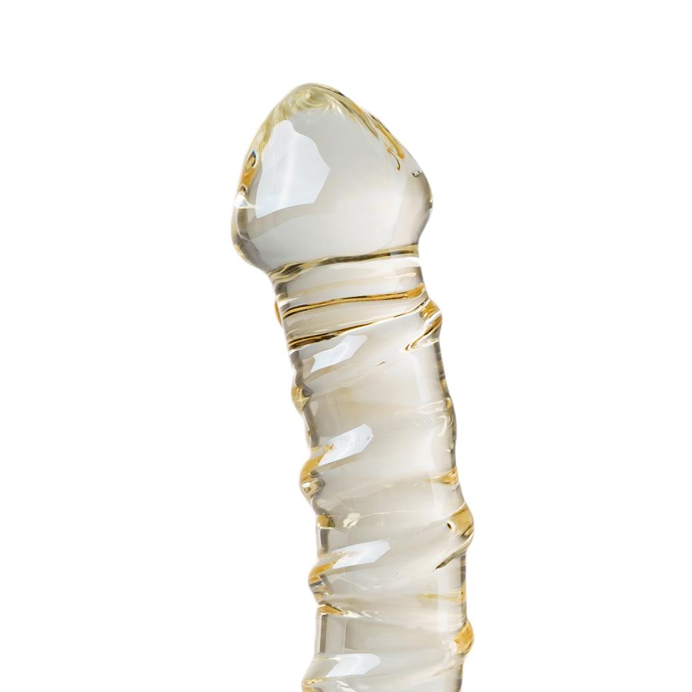 Clear Color Textured Glass Dildo - YT047