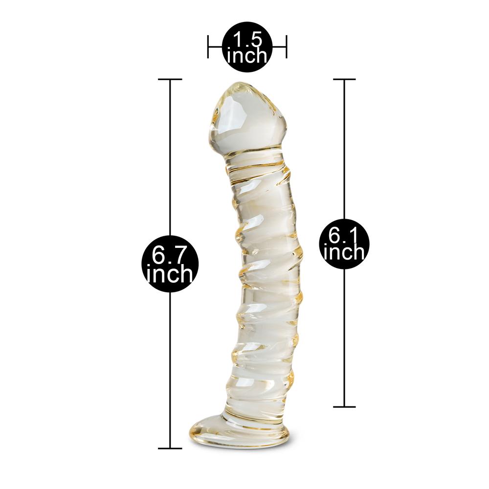 Clear Color Textured Glass Dildo - YT047