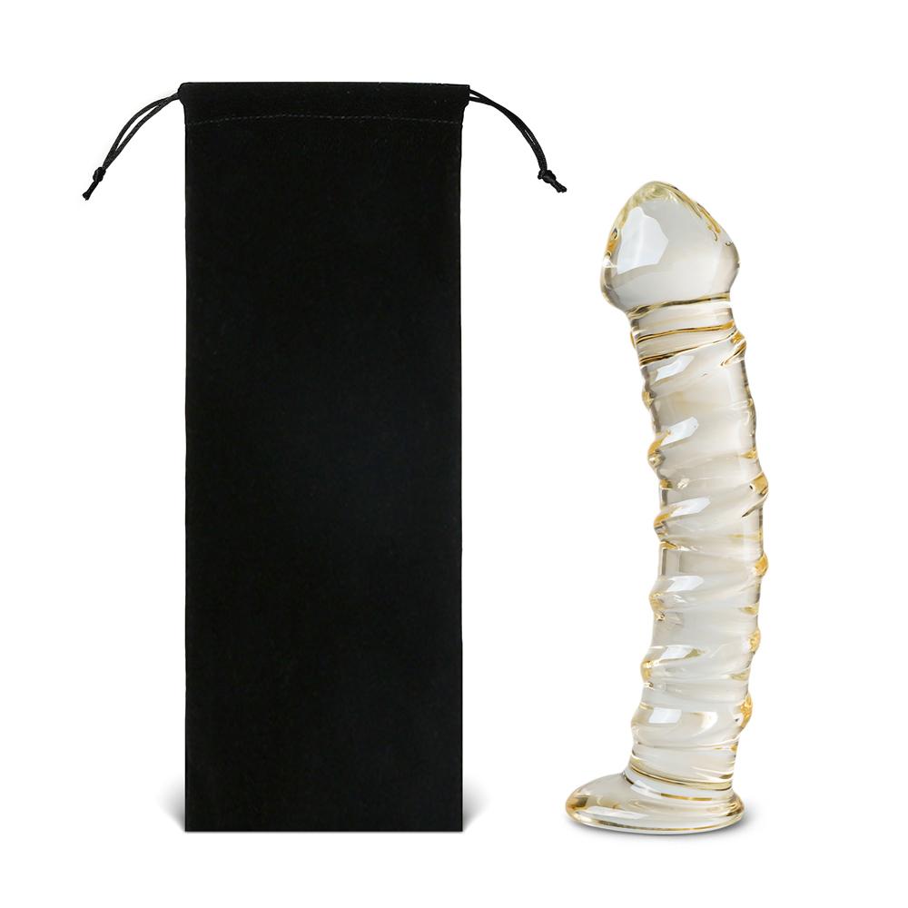 Clear Color Textured Glass Dildo - YT047