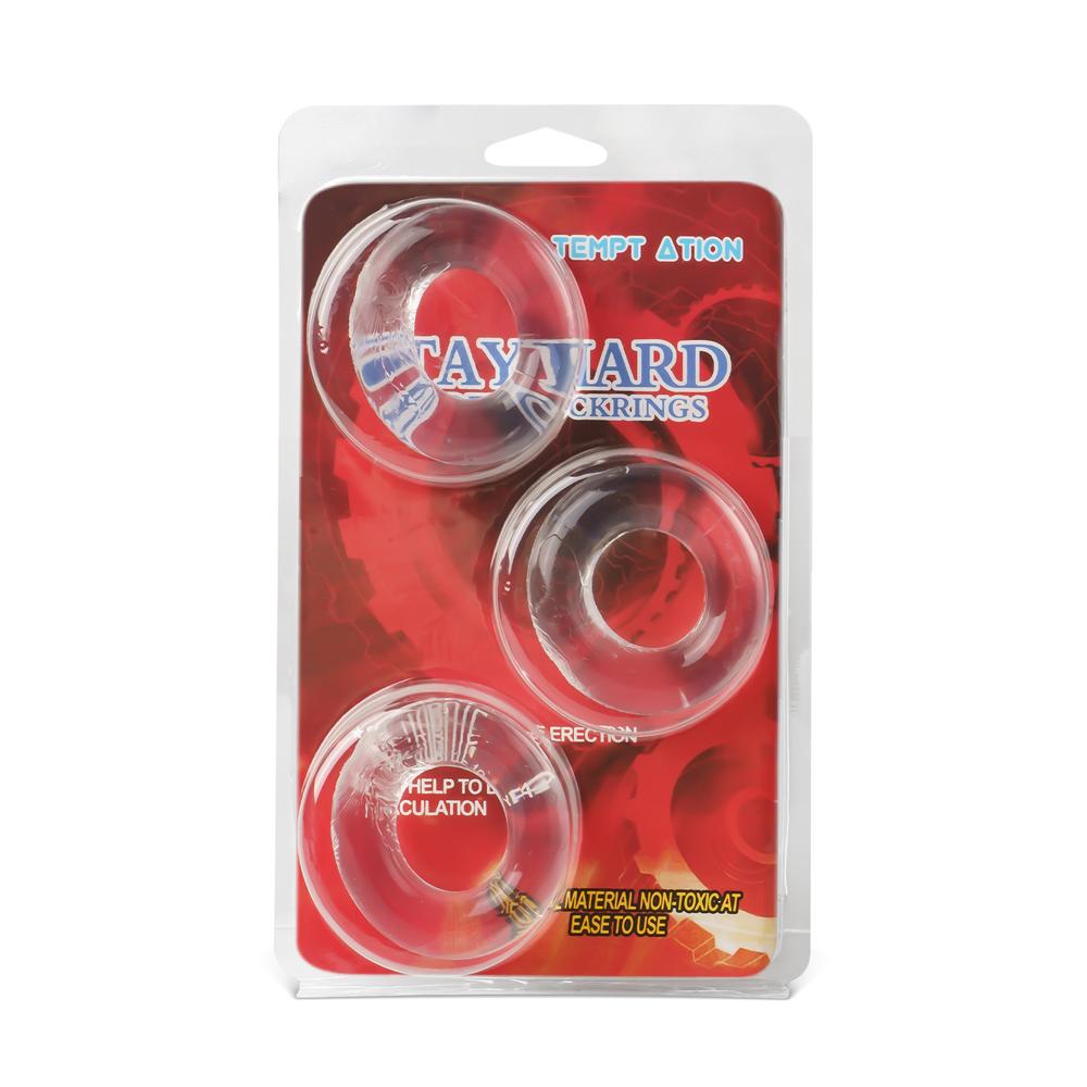 Clear Color Triple Donuts Cock Ring Kit