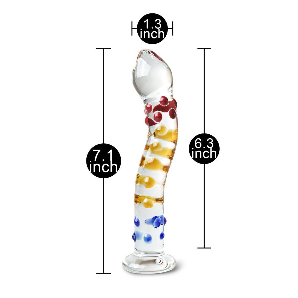 Colorful Textured Sensual Glass Dildo with - P04