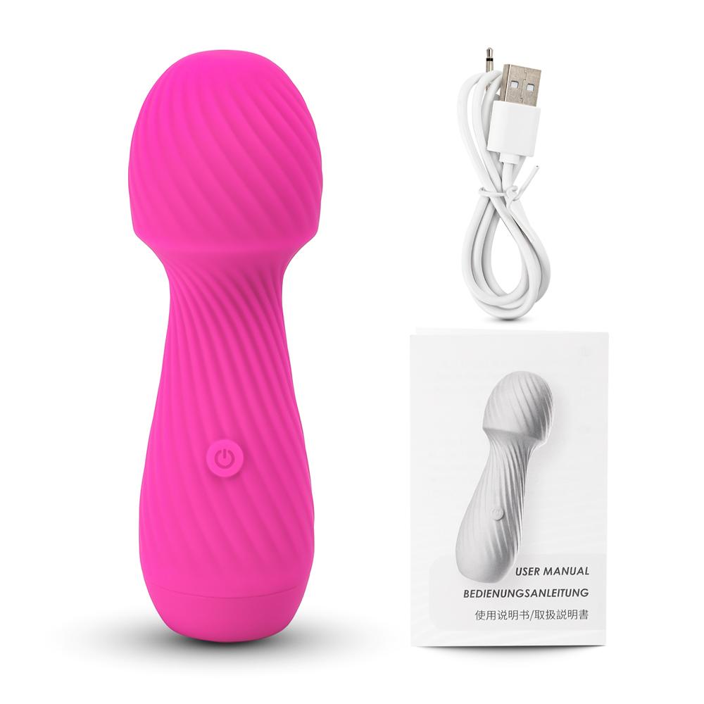 Cute Shape Magenta Color 9 Speeds Rechargeable Silicone Wand Massager