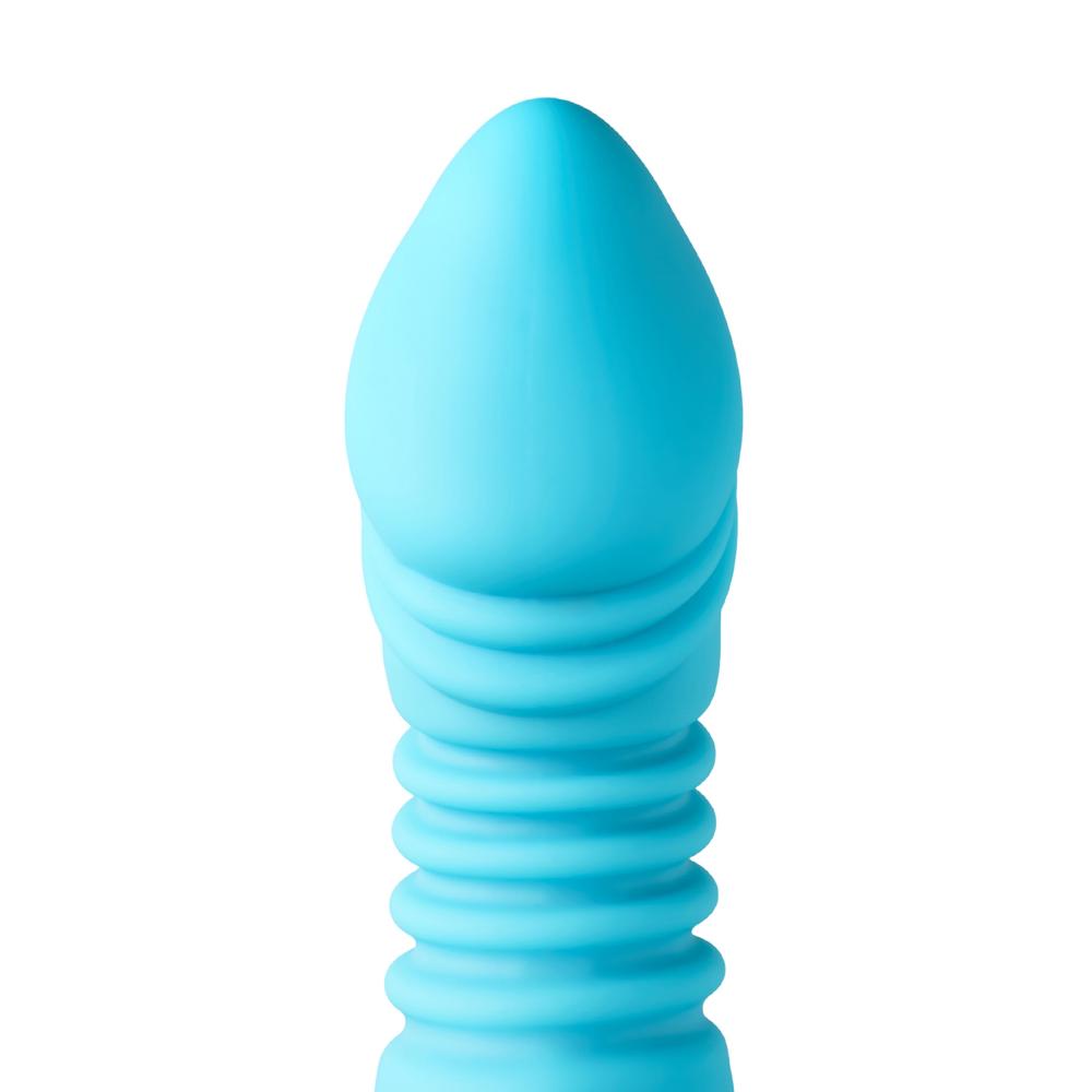 Cyan Color 12-Speed Rechargeable Silicone Thrusting & Sucking Vibrator