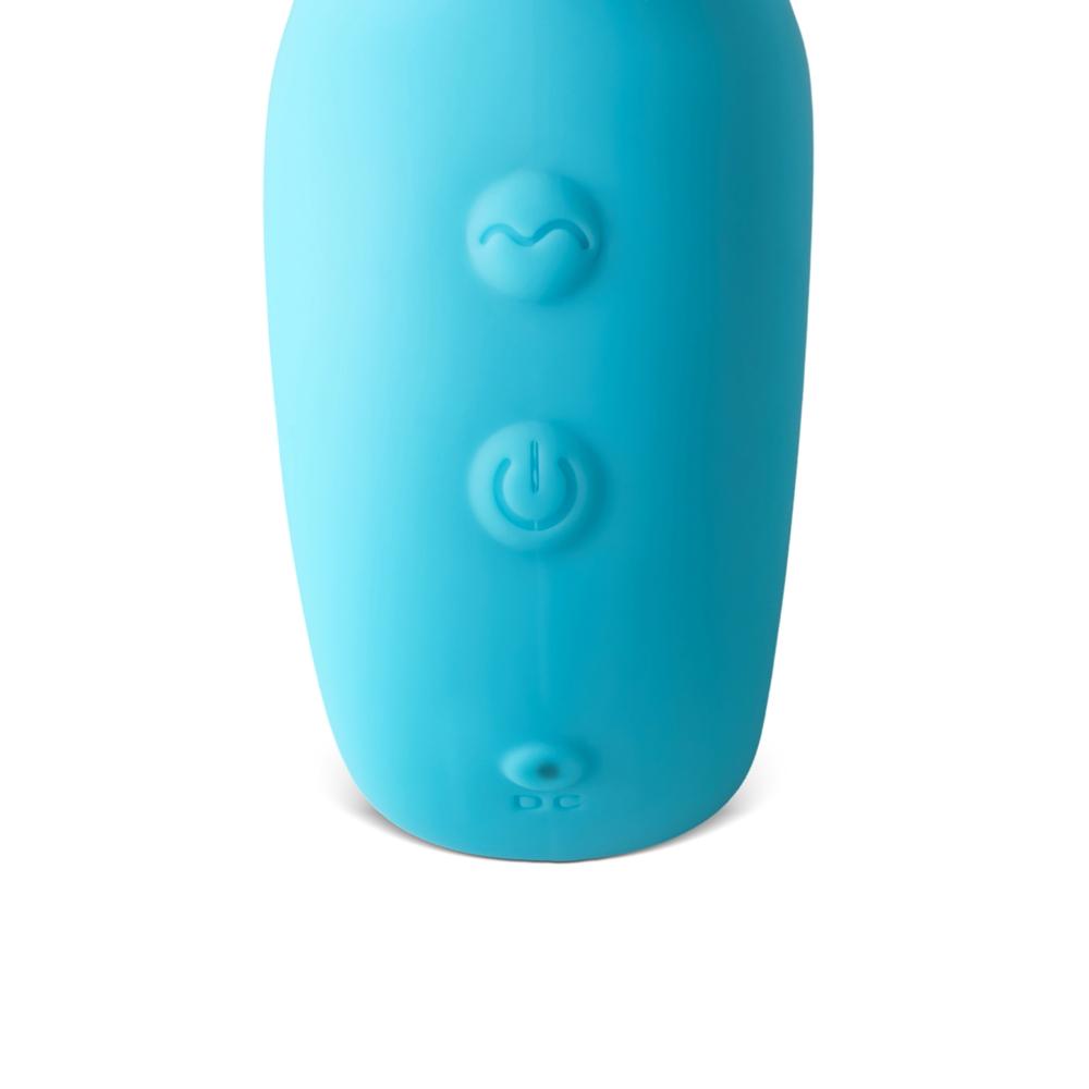 Cyan Color 12-Speed Rechargeable Silicone Thrusting & Sucking Vibrator