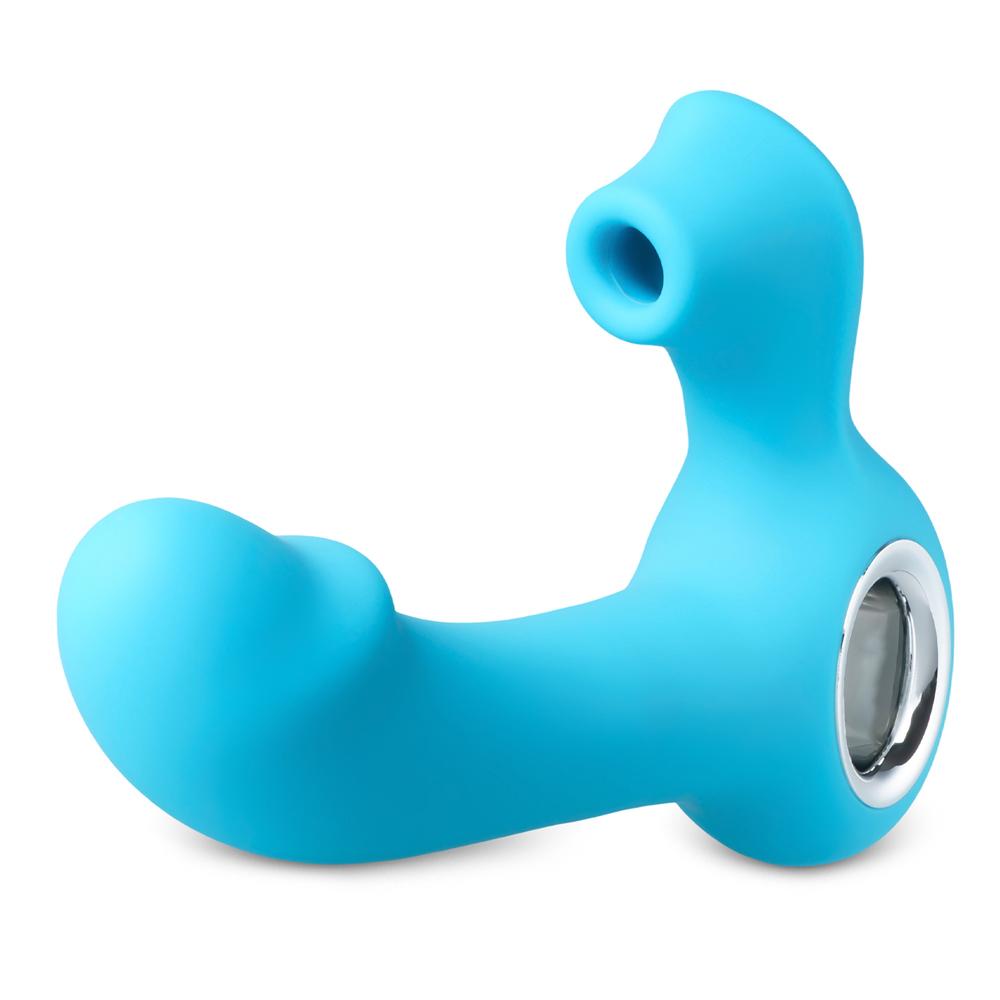 Cyan Color 12-Speed Rechargeable Silicone Vibrator with Sucking Function