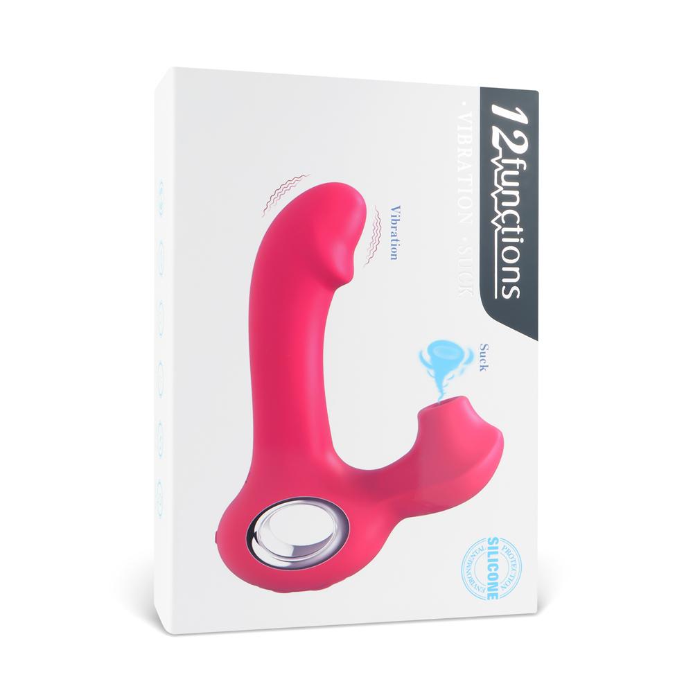 Cyan Color 12-Speed Rechargeable Silicone Vibrator with Sucking Function