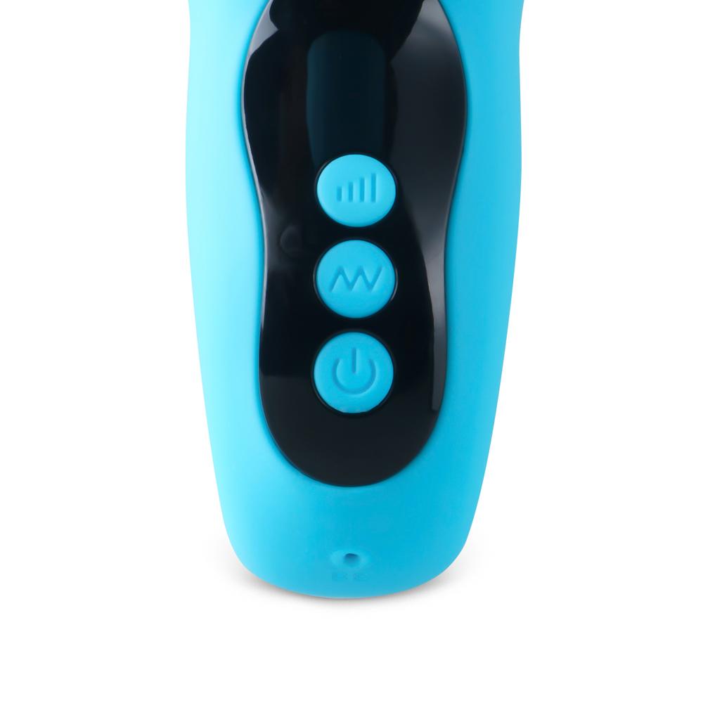 Cyan Color 9-Speed Silicone Thrusting, Sucking & Heating Vibrator