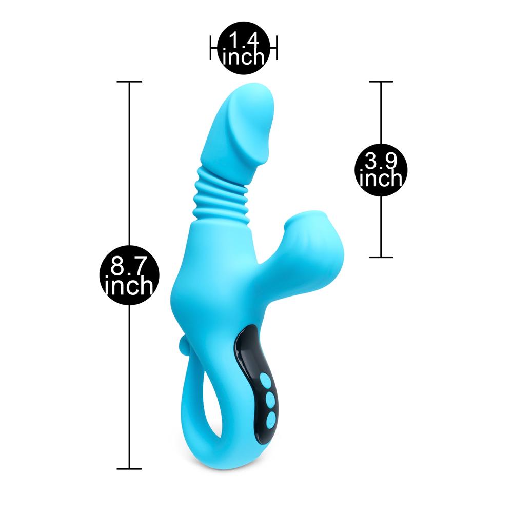 Cyan Color 9-Speed Silicone Thrusting, Sucking & Heating Vibrator