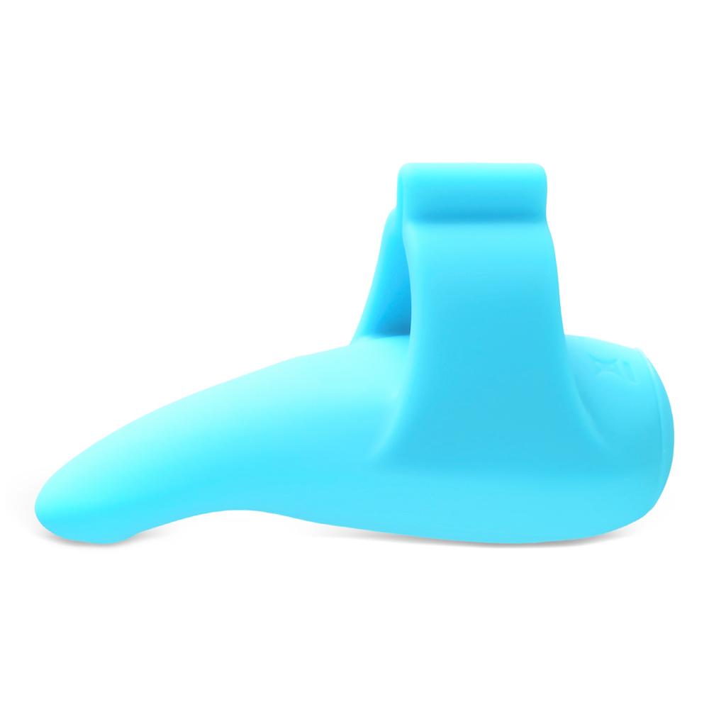 Cyan Single-Speed Waterproof 6.8 cm Finger Vibrator