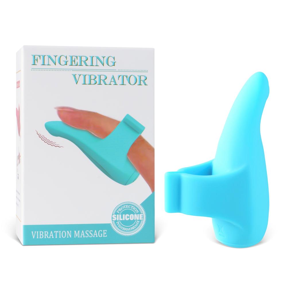 Cyan Single-Speed Waterproof 6.8 cm Finger Vibrator