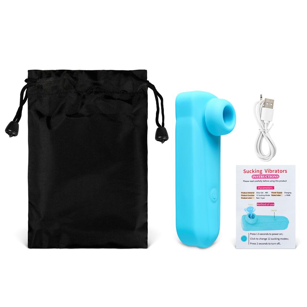 Cyan Sucking Massager with 12-Speed, Medical Grade Silicone, Waterproof, Plug-In Rechargeable