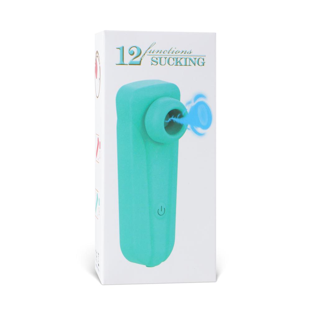 Cyan Sucking Massager with 12-Speed, Medical Grade Silicone, Waterproof, Plug-In Rechargeable