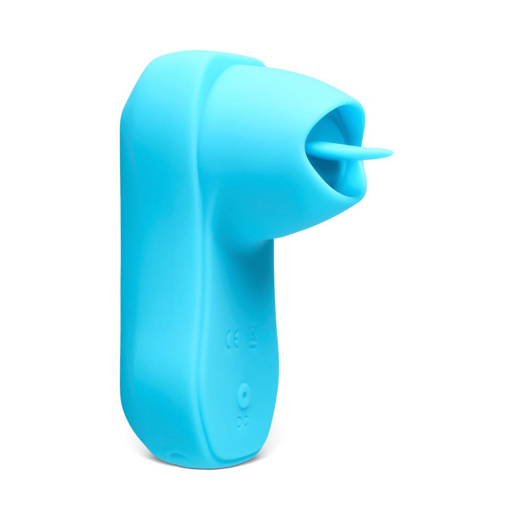 Cyan Tongue-Licking Massager with 12-Speed, Medical Grade Silicone, Waterproof, Plug-In Rechargeable