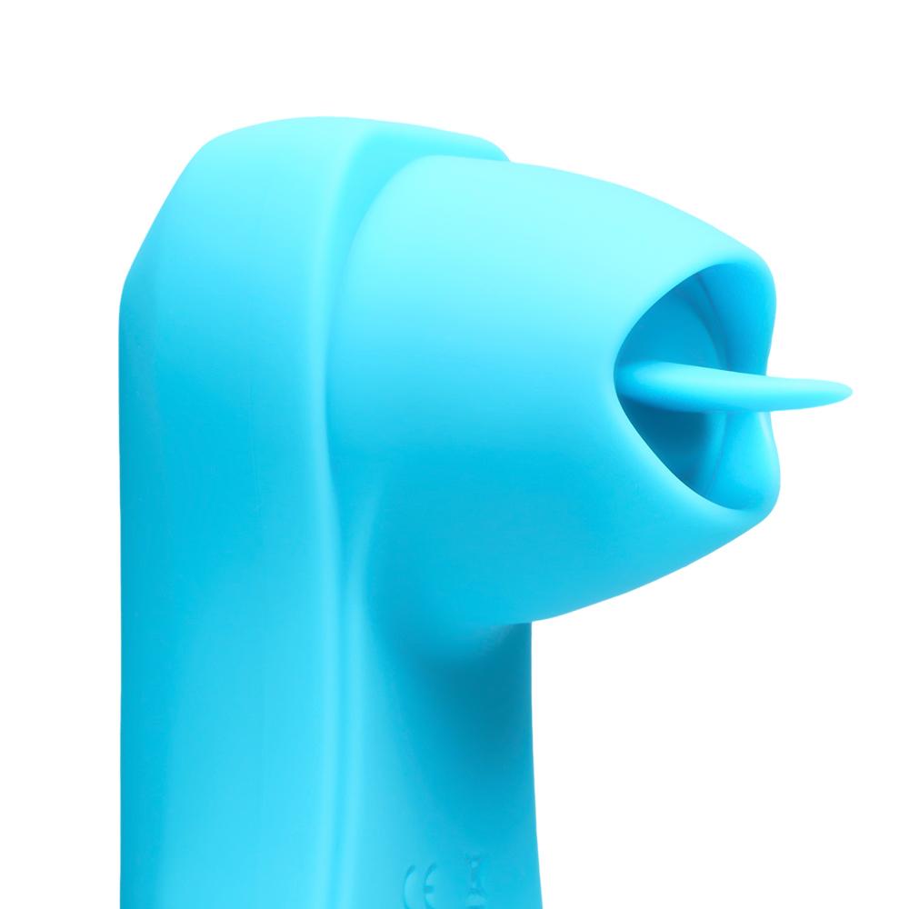 Cyan Tongue-Licking Massager with 12-Speed, Medical Grade Silicone, Waterproof, Plug-In Rechargeable