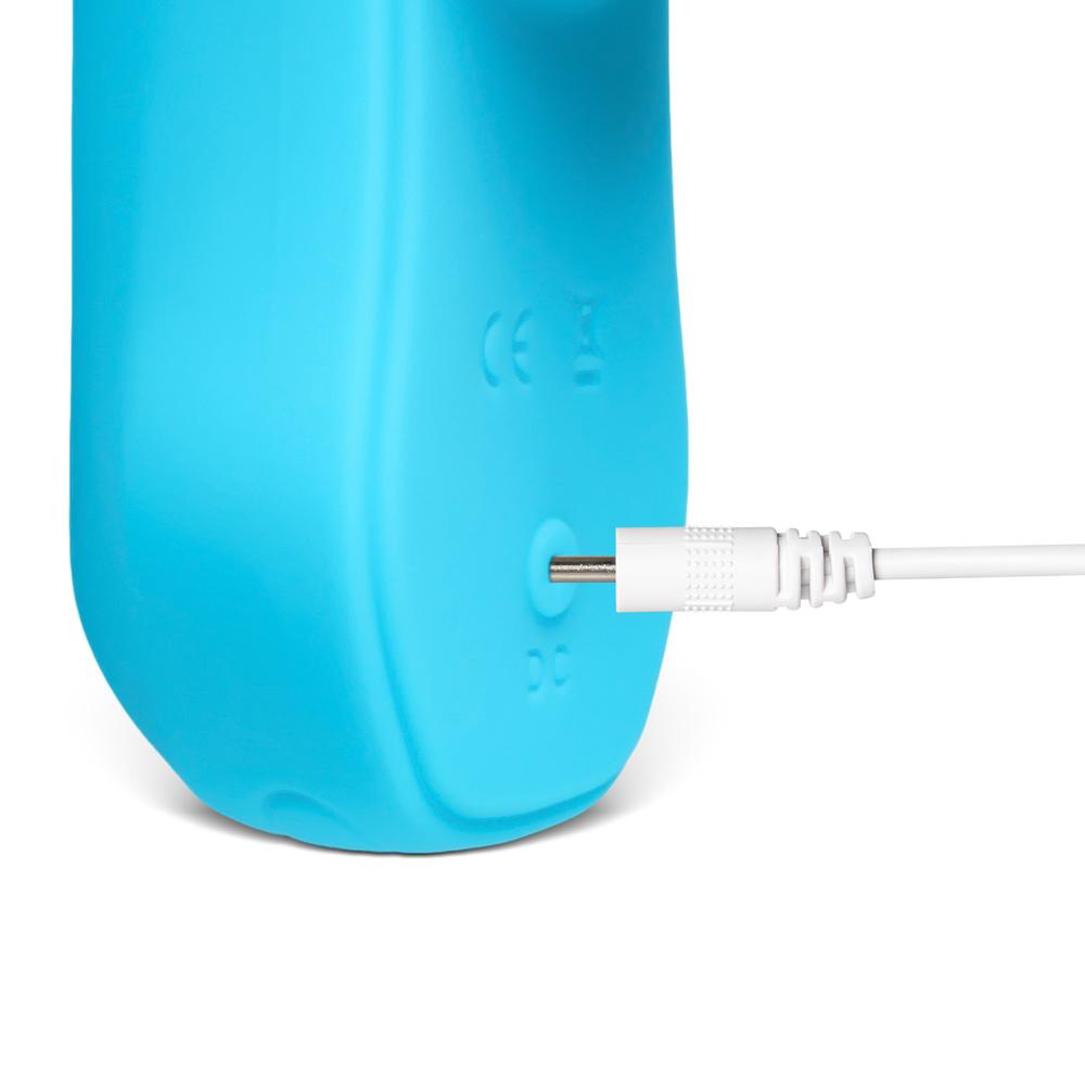 Cyan Tongue-Licking Massager with 12-Speed, Medical Grade Silicone, Waterproof, Plug-In Rechargeable