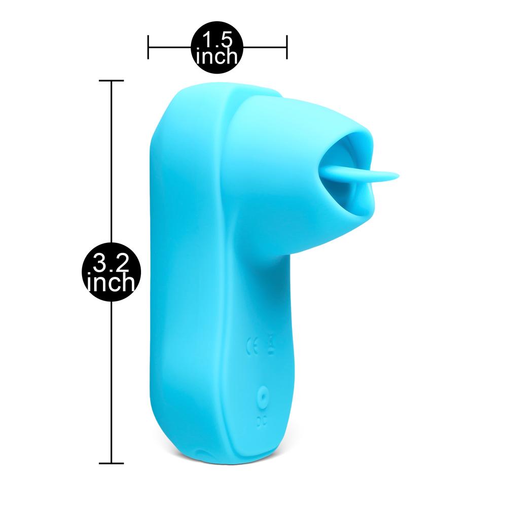 Cyan Tongue-Licking Massager with 12-Speed, Medical Grade Silicone, Waterproof, Plug-In Rechargeable