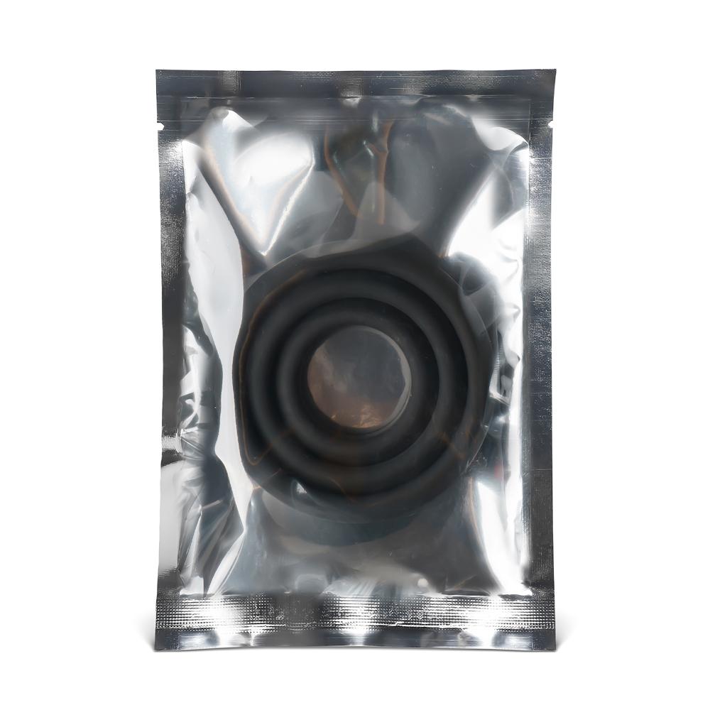 Enhanced Black Color Silicone Triple Cock Ring Set