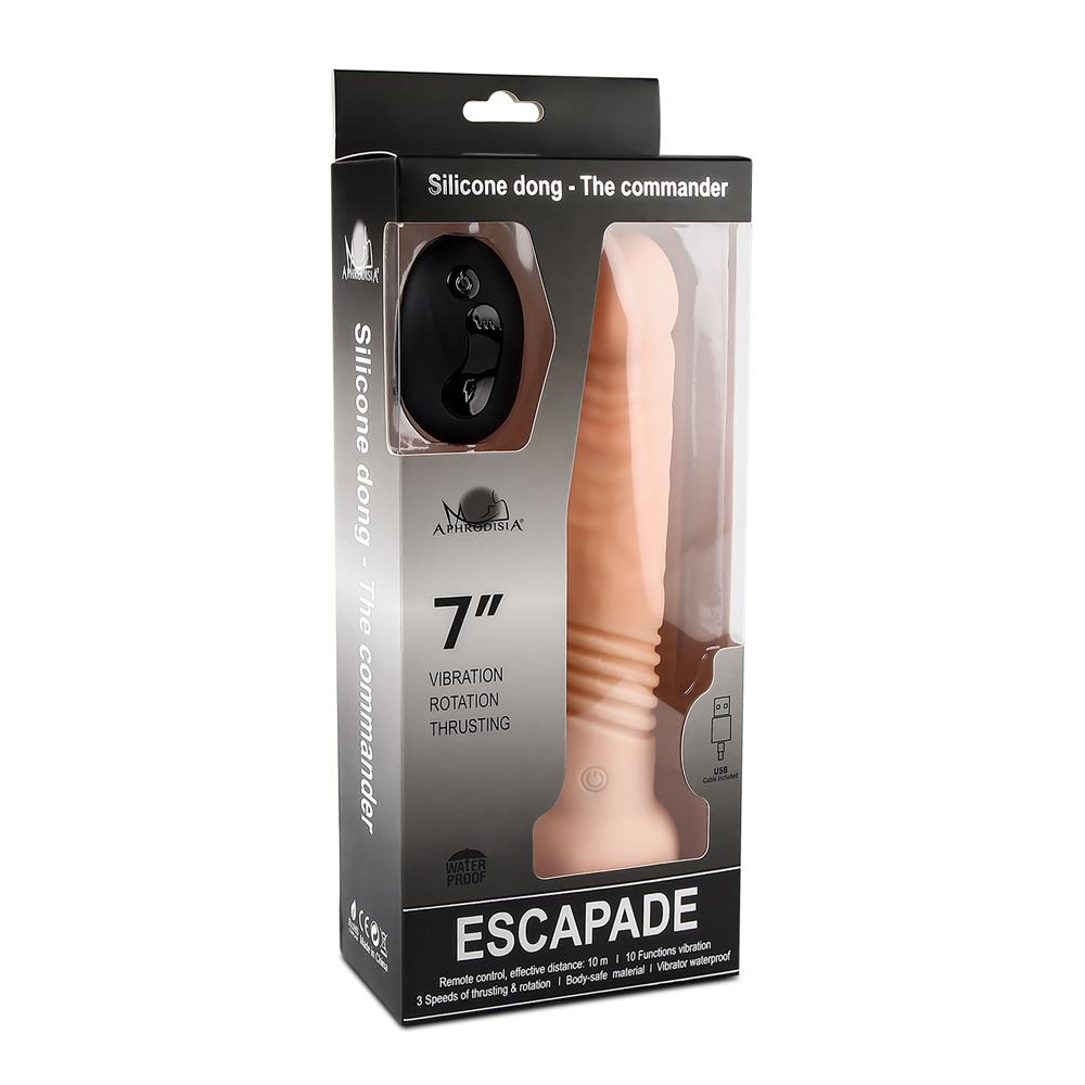 Flesh Color 10 Functions Remote Control Silicone Rechargeable Vibrating and Thrusting Dildo