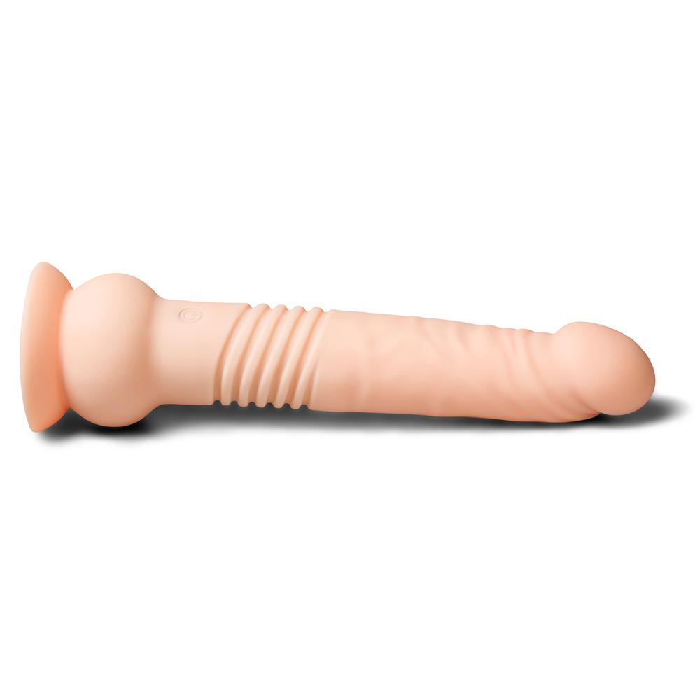 Flesh Color 10 Functions Remote Control Silicone Rechargeable Vibrating and Thrusting Dildo