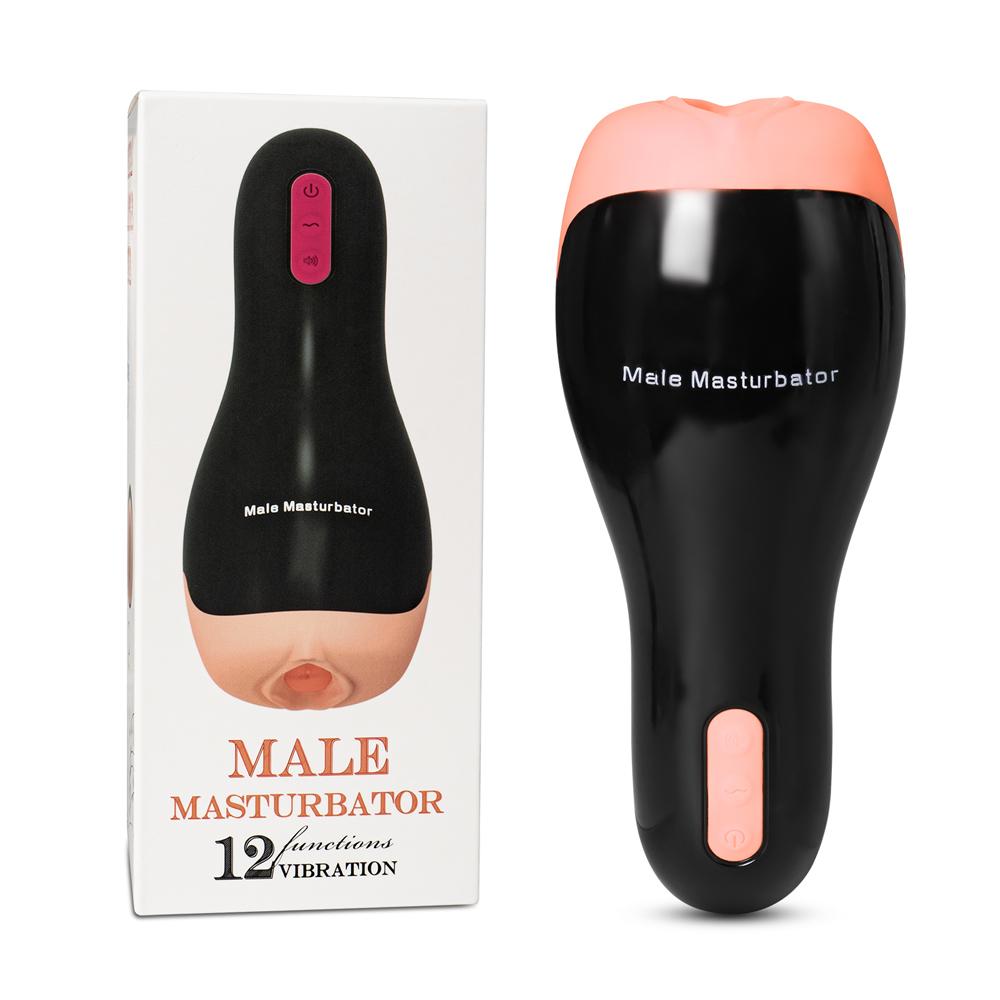 Flesh Color 12-Speed Male Vibrating Masturbator with Heating Function