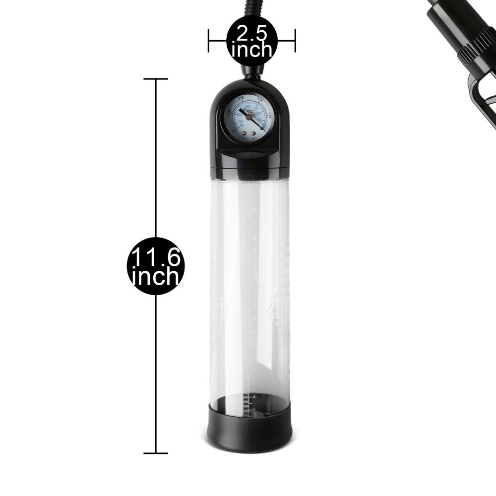 Gauge Trigger Controlled Penis Pump in Black Color