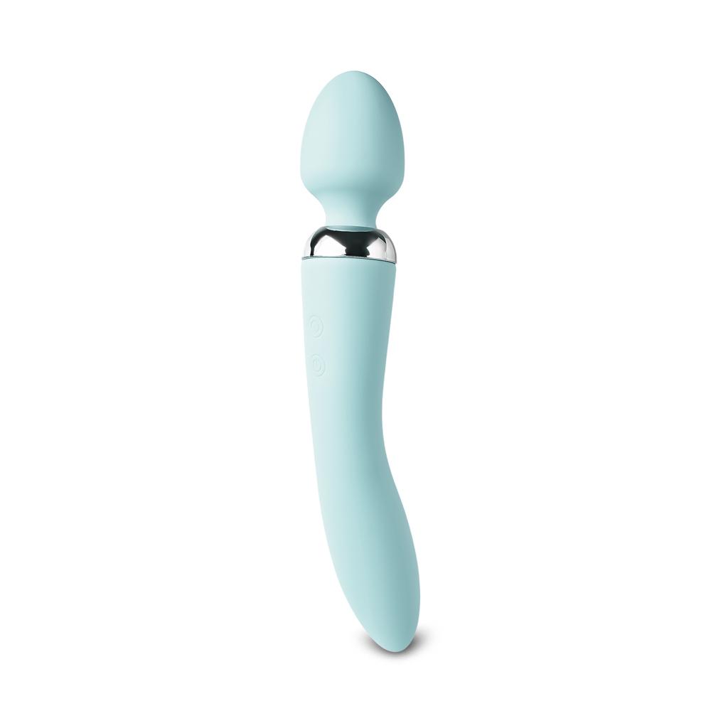 Green Color 10-Speed Dual Vibrators Rechargeable Wand Massager (USB Recharging)