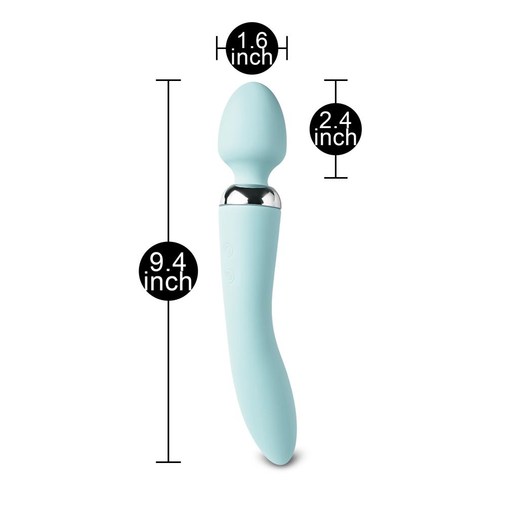 Green Color 10-Speed Dual Vibrators Rechargeable Wand Massager (USB Recharging)