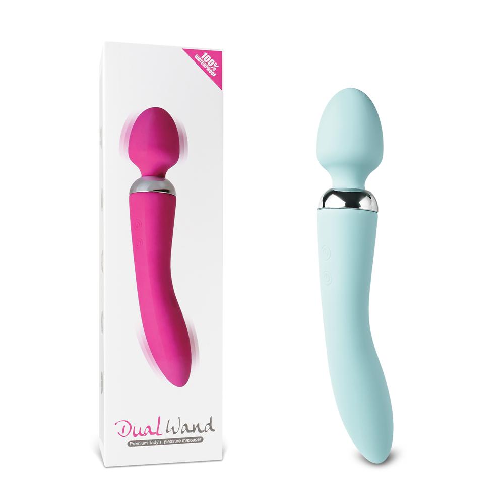 Green Color 10-Speed Dual Vibrators Rechargeable Wand Massager (USB Recharging)