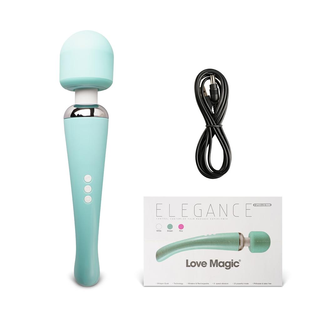 Green Color 20-Mode Whisper Quiet Wand Massager (USB Recharging)