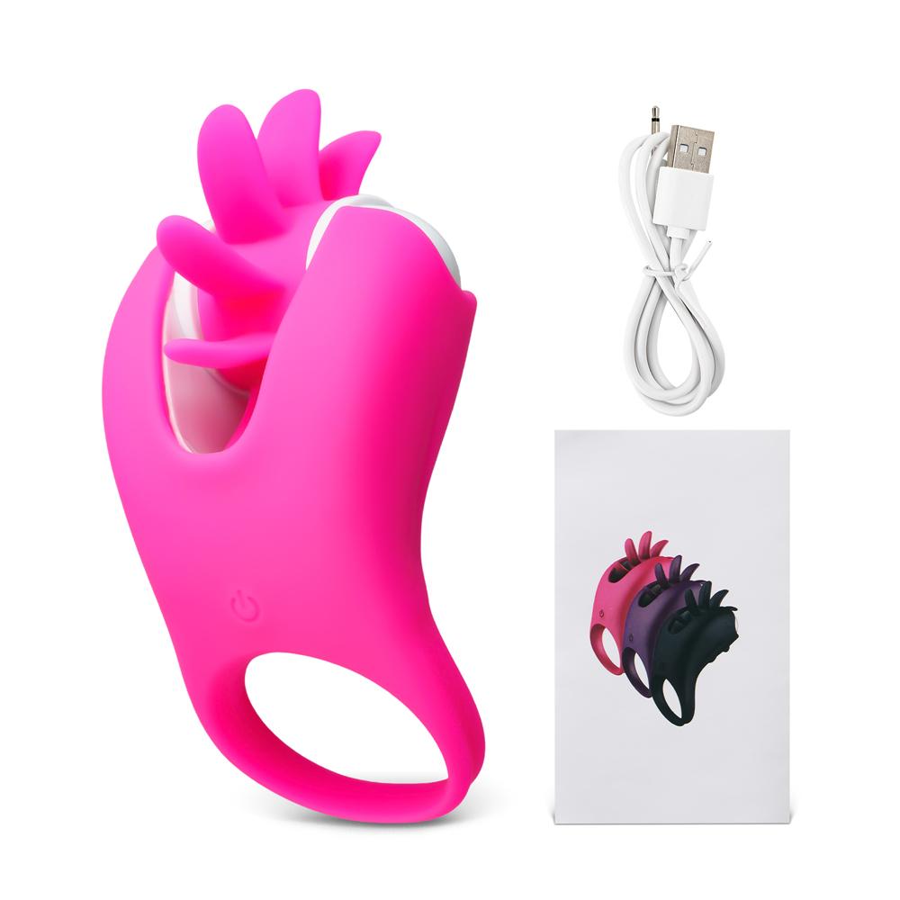 Magenta 10-Speed Vibrating & Tongue-Licking Cock Ring