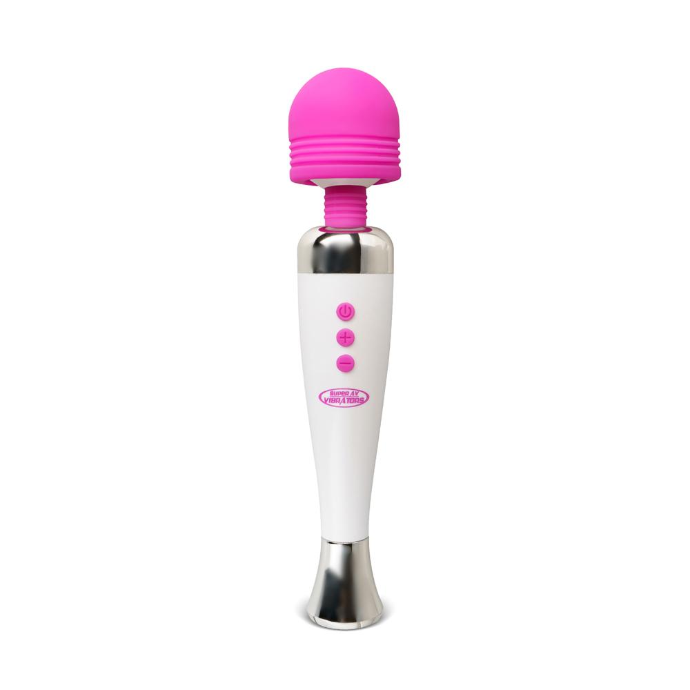 Magenta and White 12-Speed Rechargeable Wand Massager (USB Recharging)