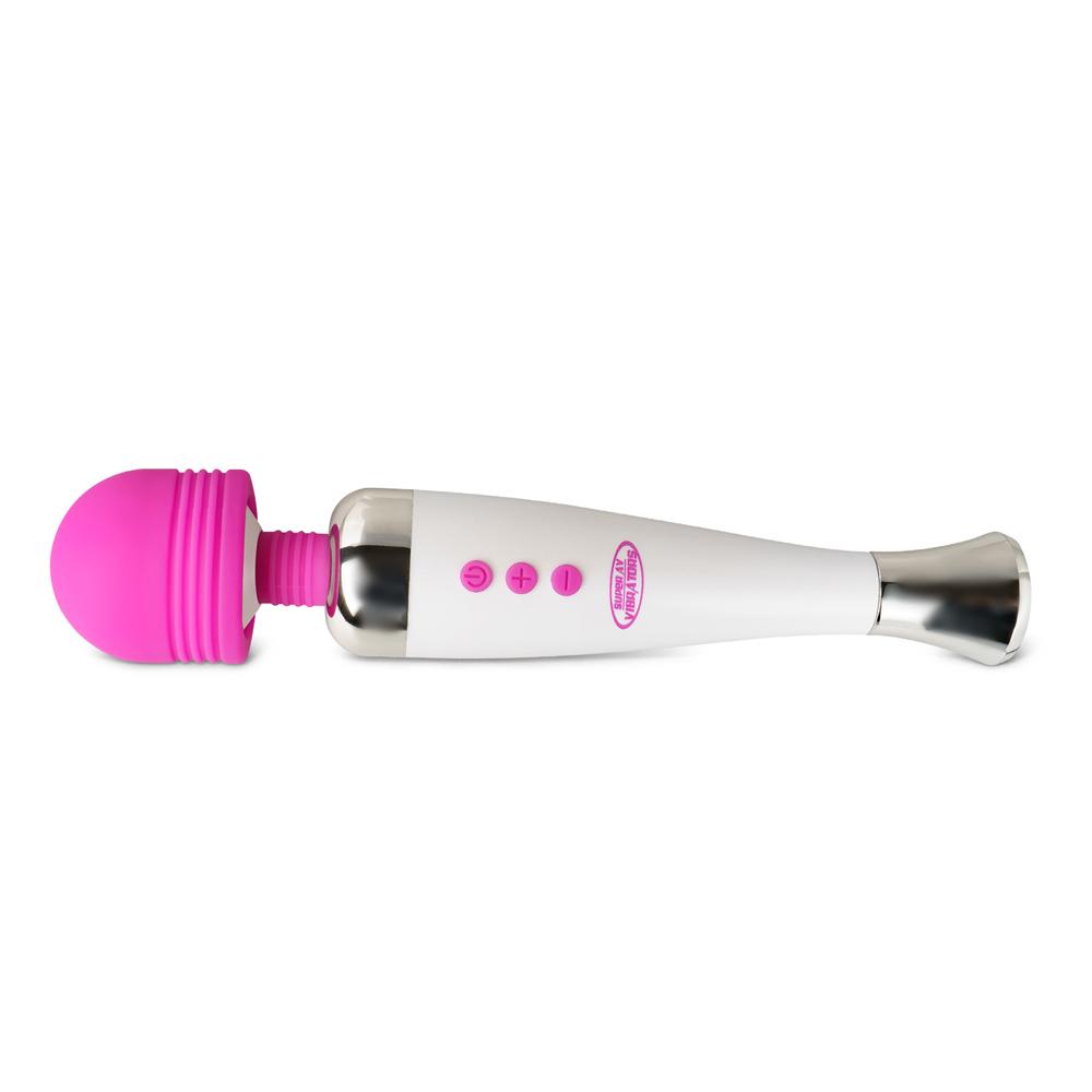 Magenta and White 12-Speed Rechargeable Wand Massager (USB Recharging)