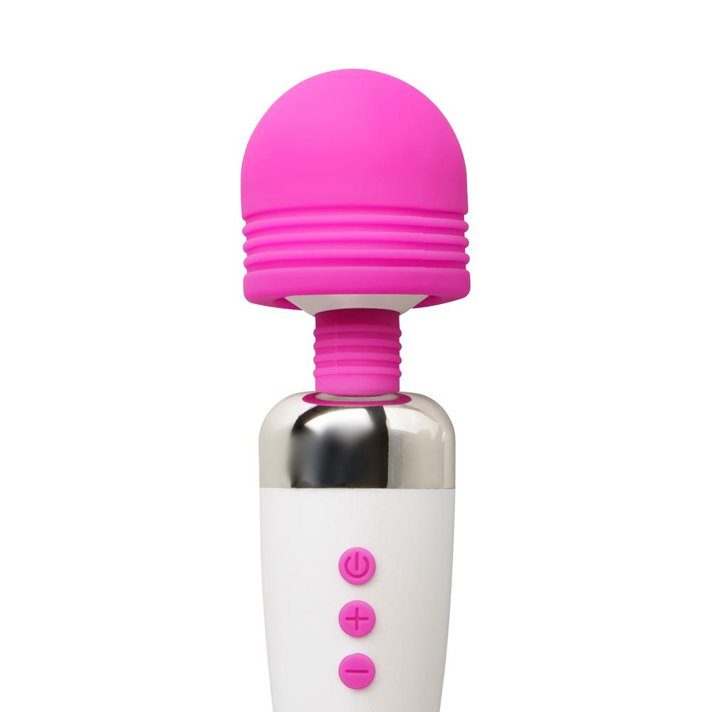 Magenta and White 12-Speed Rechargeable Wand Massager (USB Recharging)