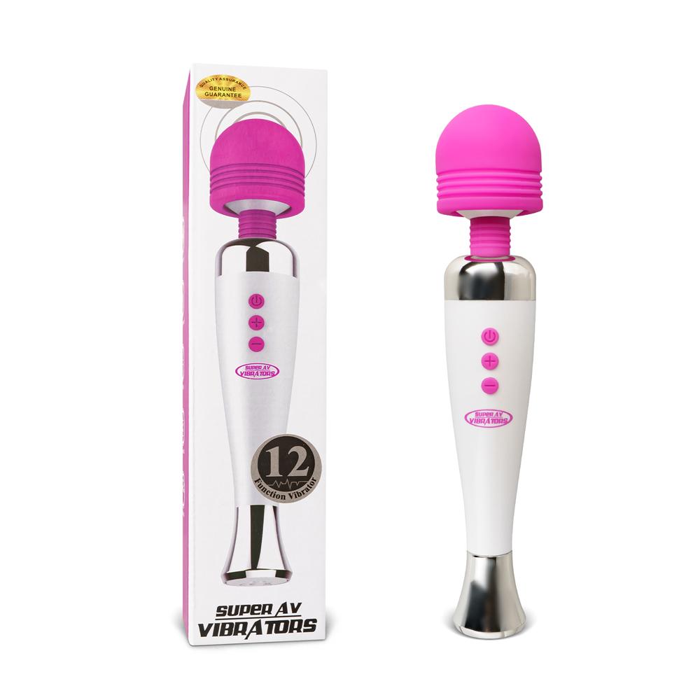 Magenta and White 12-Speed Rechargeable Wand Massager (USB Recharging)