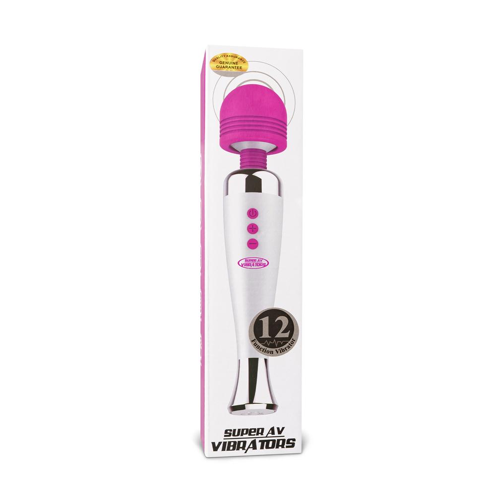 Magenta and White 12-Speed Rechargeable Wand Massager (USB Recharging)