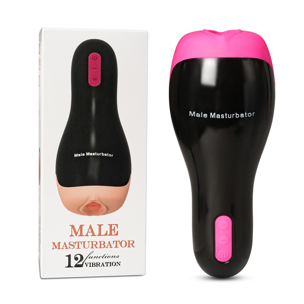 Magenta Color 12-Speed Male Vibrating Masturbator with Heating Function