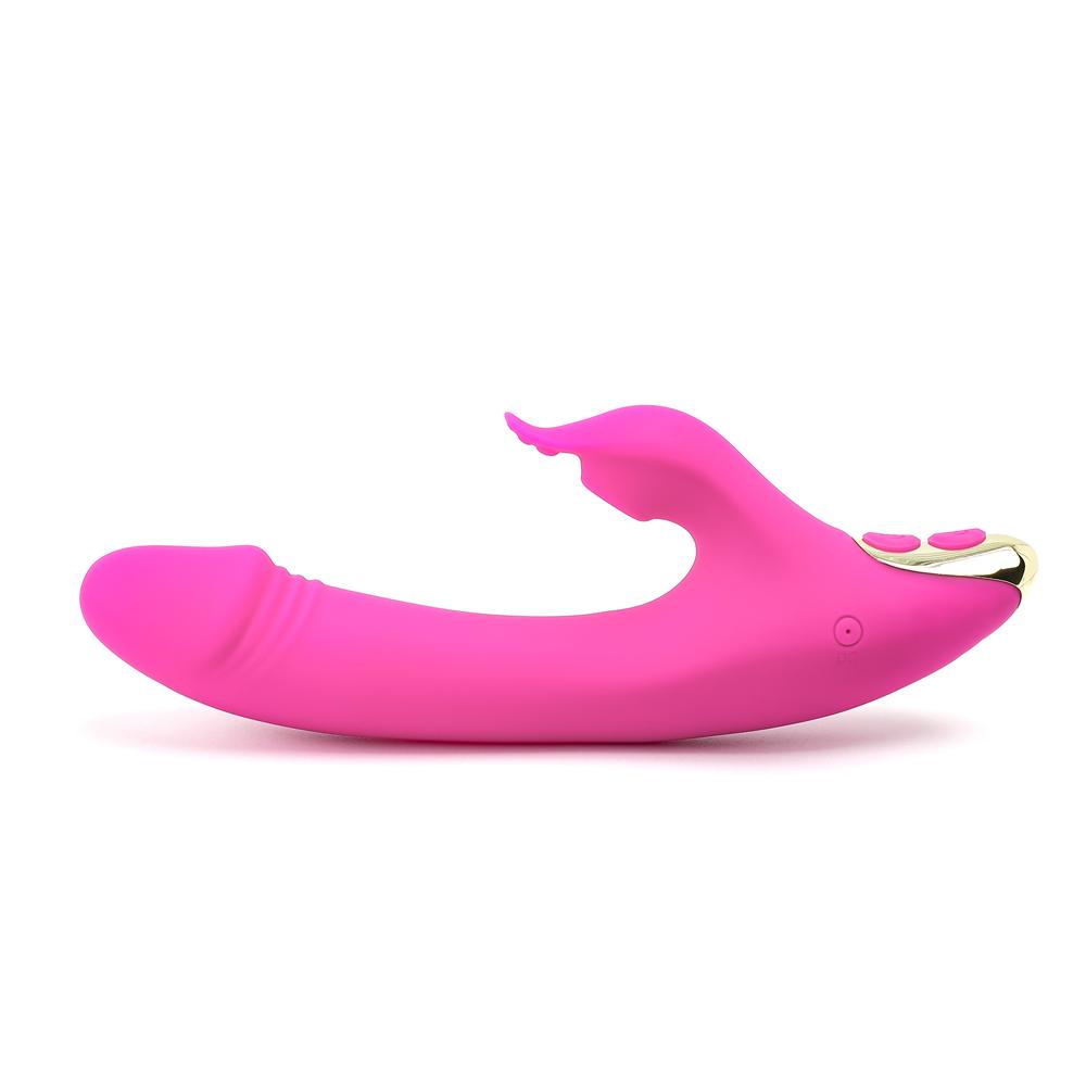 Magenta Color 9 Speeds Rechargeable Silicone Penis Vibrator with Sucking Function