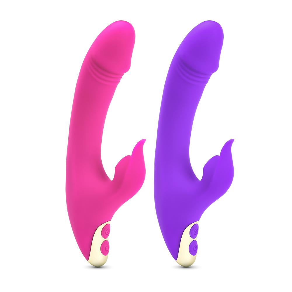 Magenta Color 9 Speeds Rechargeable Silicone Penis Vibrator with Sucking Function