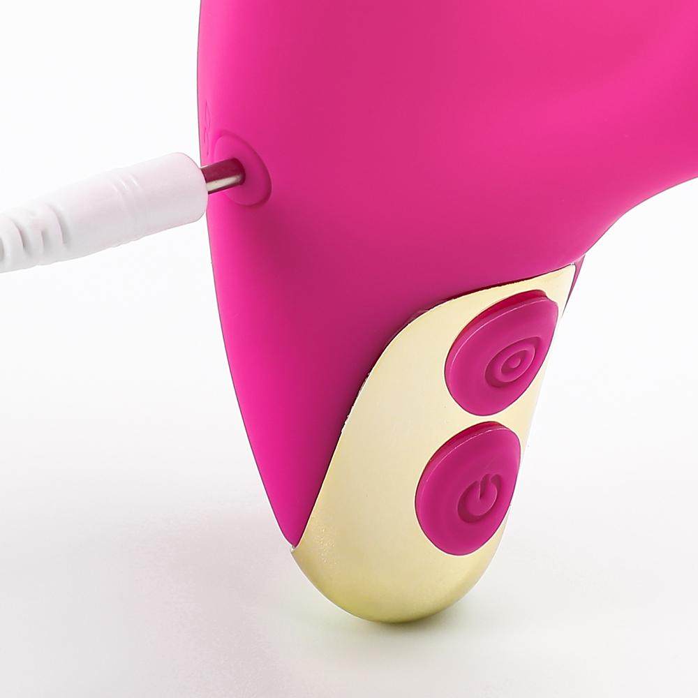 Magenta Color 9 Speeds Rechargeable Silicone Penis Vibrator with Sucking Function