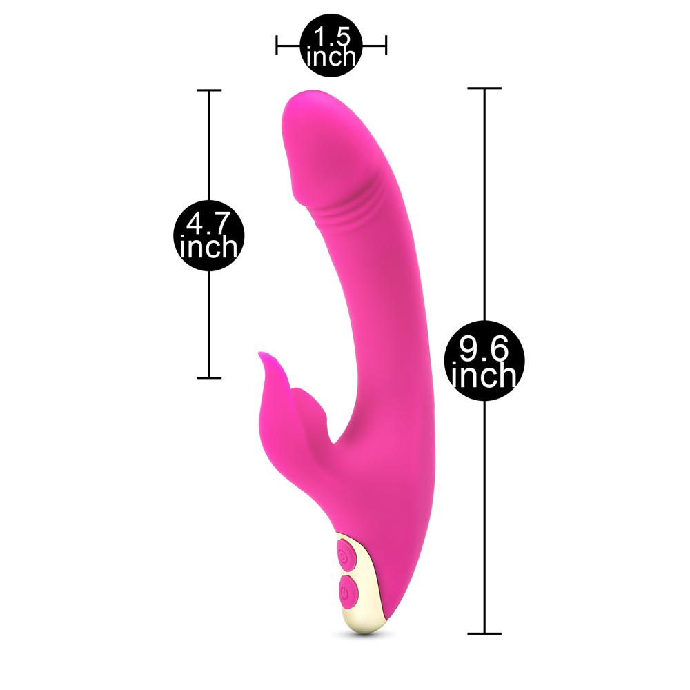 Magenta Color 9 Speeds Rechargeable Silicone Penis Vibrator with Sucking Function