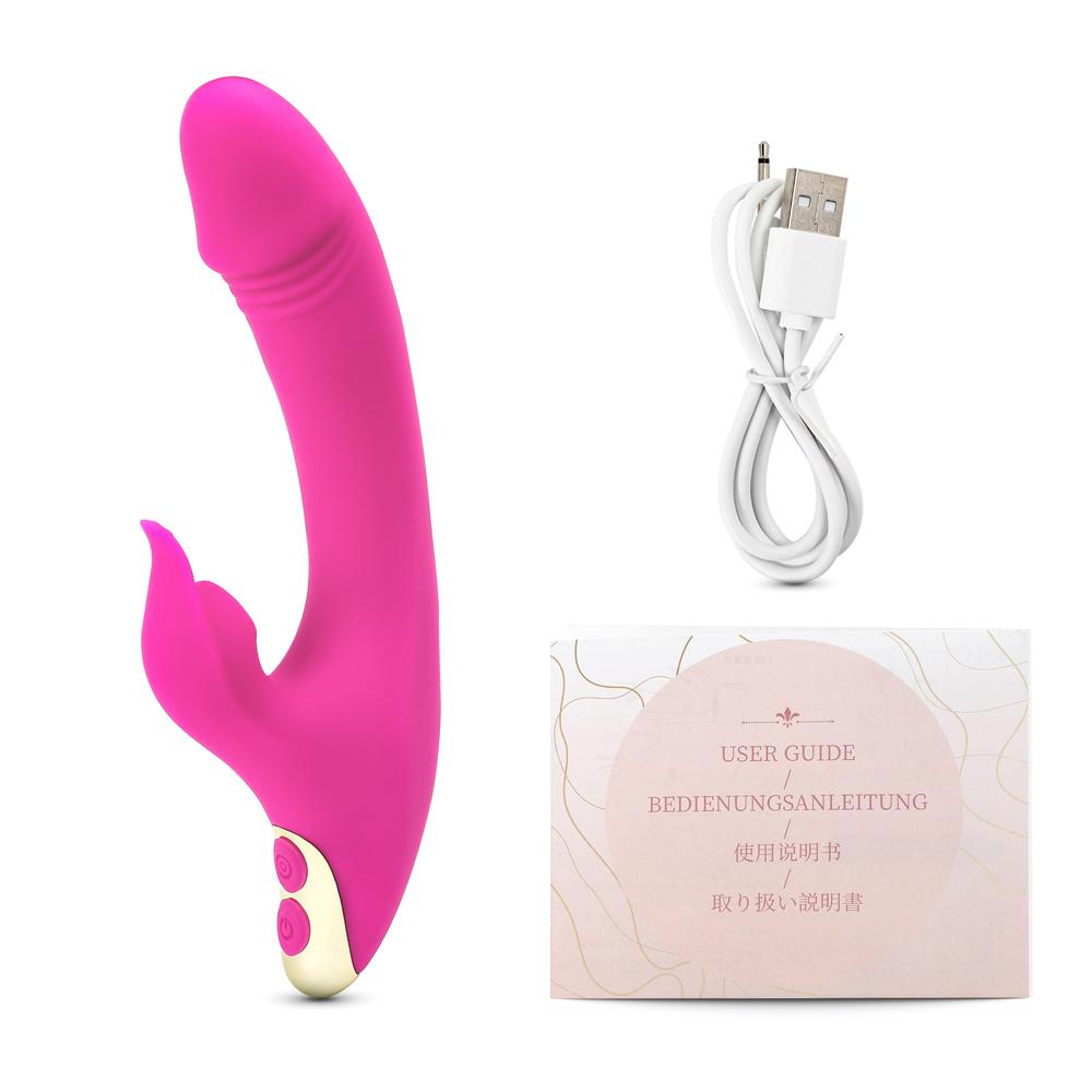 Magenta Color 9 Speeds Rechargeable Silicone Penis Vibrator with Sucking Function