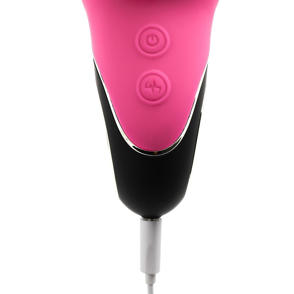 Magenta Color 9 Speeds Rechargeable Silicone Thrusting Rabbit Vibrator with Rotation