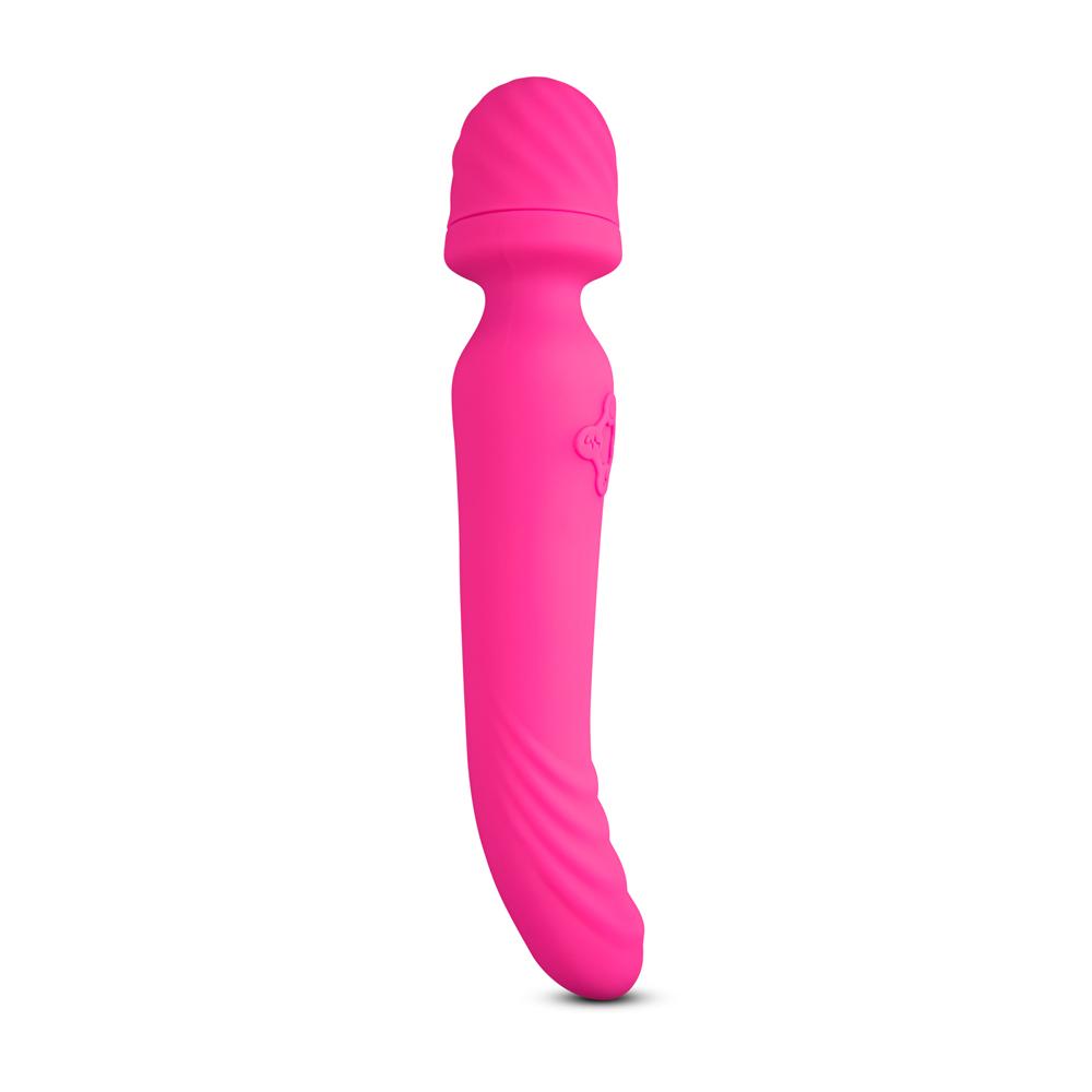 Magenta Color 9 Speeds Rechargeable Silicone Wand Massager with Heating Function