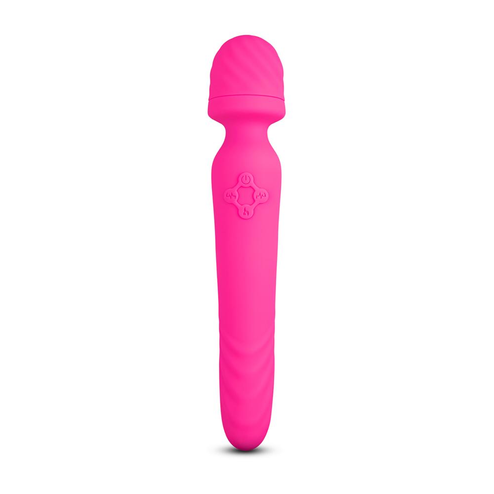 Magenta Color 9 Speeds Rechargeable Silicone Wand Massager with Heating Function