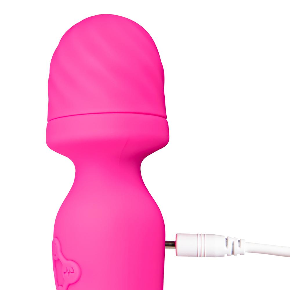 Magenta Color 9 Speeds Rechargeable Silicone Wand Massager with Heating Function