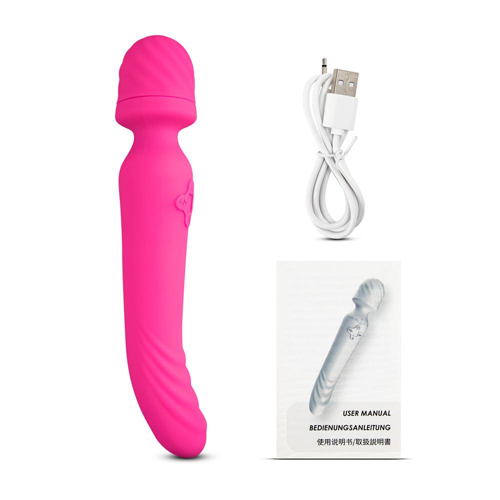 Magenta Color 9 Speeds Rechargeable Silicone Wand Massager with Heating Function